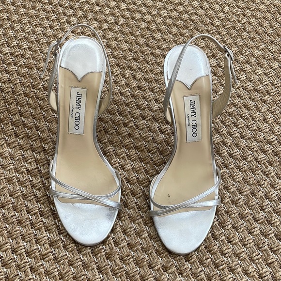 Jimmy Choo Shoes - Jimmy Choo Metallic Slingback Sandals. Size 8.5/38.5